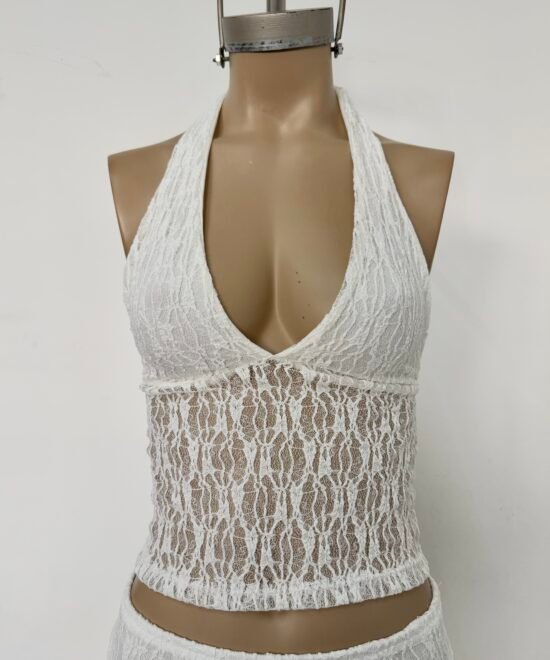 3625/EC-Top Encaje Cassia Marilyn Tira Para Atar Cuello Y Pechera Forrado - Imagen 3