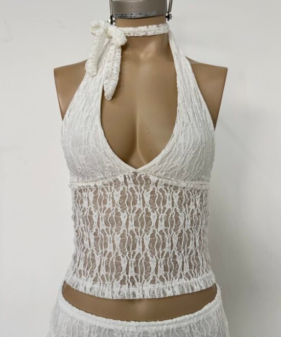 3625/EC-Top Encaje Cassia Marilyn Tira Para Atar Cuello Y Pechera Forrado - Imagen 4