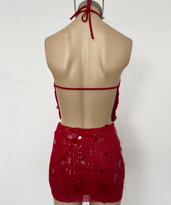 1917/CH-Top Halter Lentejuela Chantal Tira Para Atar Cuello Y Espalda Descubierta Con 1 Tira - Imagen 4