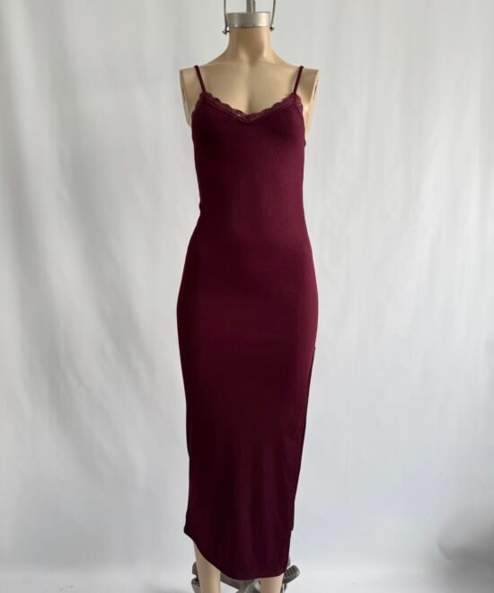 336/4-Vestido Largo Morley Tao Tirita Con Puntilla Ancho Escote V y Tajo Lateral - Imagen 3